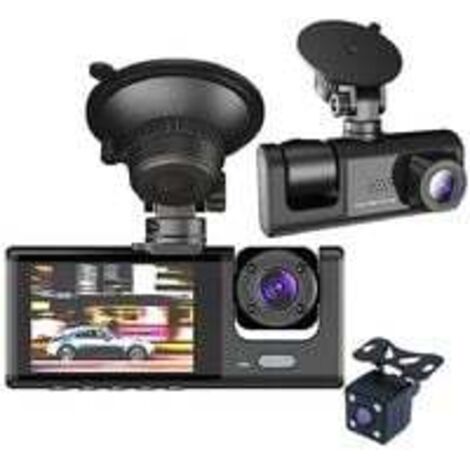 Crea – Caméra de tableau de bord 3 canaux HD 1080P – Enregistrement 360° – Angle de vue 170° avant, 120° intérieur – Détection de mouvement