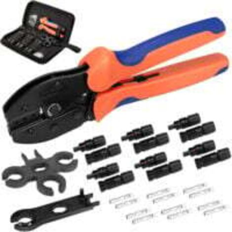 27PCS Kit d'outils de sertissage solaire pour panneau solaire, 6 paires de connecteurs de câbles solaires mâles femelles 1 outil de sertissage Clé à molette 2 pièces, kit de câblage de panneau solai (1/5)