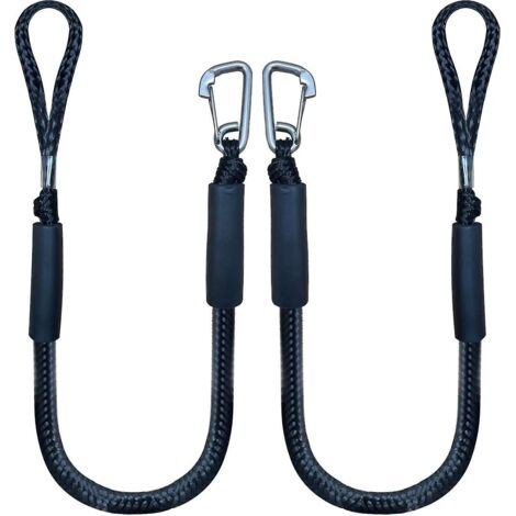Crea – Ligne d'amarrage élastique 4 pieds – Corde PE + PP avec crochet – Lot de 2 – Absorption des chocs pour bateaux et kayaks (1/2)