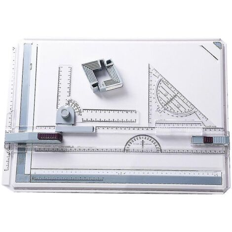 Crea – Table à dessin A3 en plastique incassable – Pieds antidérapants pour stabilité – Inclinaison réglable – Règles d'angle et rail de dessin parallèle (1/4)