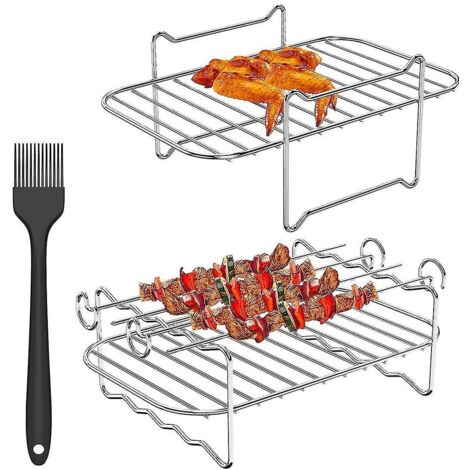 CREA 2pcs Air Fryer Rack For Ninja Dual Air Fryer,with Barbecue Sticks