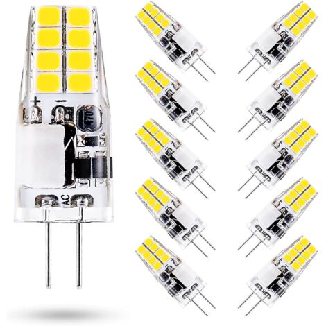 Ampoule LED G4 3W,6000K Blanc Froid,Équivalent 35W G4 Ampoule Halogène,AC/DC 12V,300 Lumens,Non Dimmable,Lot de 10