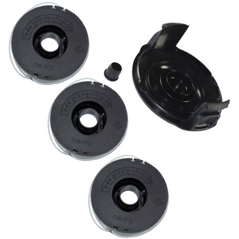 Lot de 3 bobines + 1 hotte pour débroussailleuse – Compatible Grizzly ERT 450/8, ERT 530R, Flora Best FRT 430, FRT 450 A1 – Fil 2mm pour coupe précise – Florabest (1/3)