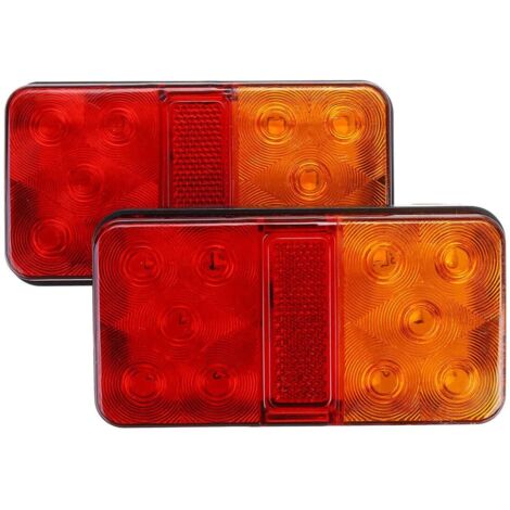 Beijiyi – Lot de 2 feux arrière LED 12V – 10 LED par lumière – Feux de frein et indicateurs – Plastique ABS imperméable et antichocs