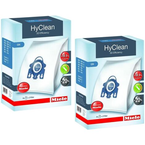 Lot de 8 sacs à poussières hyclean 3d gn + 4 filtres pour Aspirateur MIELE 9917730