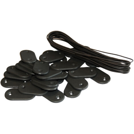 Maillestore – Kit de fixation brise-vue 26 pastilles – 4m de fil métallique gris foncé – Pour grillages et câbles – Fixation rapide et durable