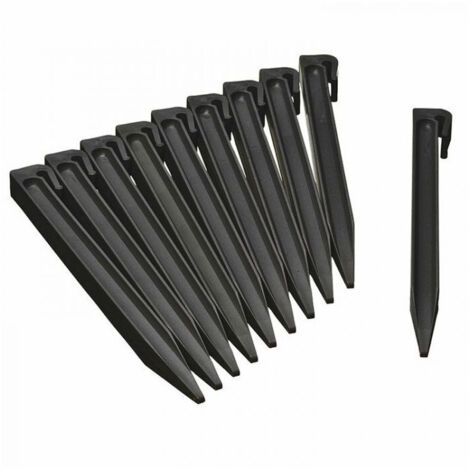 Lot de 10 ancres pour bordure de jardin en polyéthylène recyclé gris – Hauteur 19,5 cm – Fixation par emboîtement ou vissage – Nature