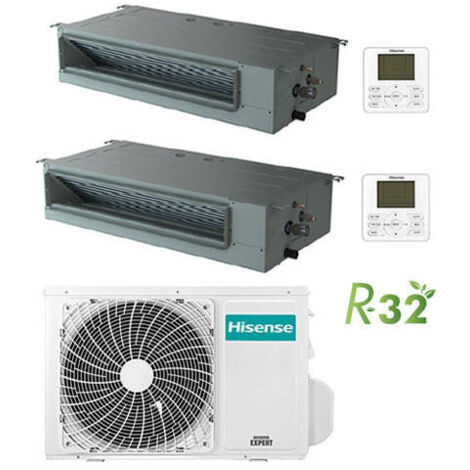 Hisense Kanalklimaanlage R32 Dual Split Inverter 12000 + 12000 BTU mit UE 2AMW52U4RXC Klasse A++/A+