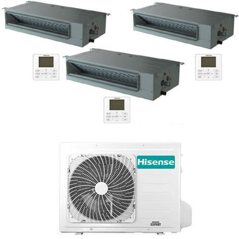 Climatiseur split Inverter Hisense gainable R32 d'essai 9000 + 9000 + 18000 BTU avec certification UE 3AMW72U4RJC Classe A++/A+