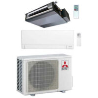 Mitsubishi Electric – Climatiseur réversible gainable 9000 + 12000 BTU – Inverter R32 – Classe A+++ – Débit d'air réglable – Dimensions compactes 200mm