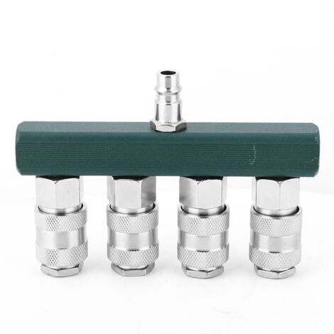 Raccord Rapide à 4 Voies 1/4in Filetage NPT de Haute Qualité Coupleur de Tuyau D\'air Raccords Pneumatiques pour Une Large Gamme de Systèmes Et D\'équipements (1/5)