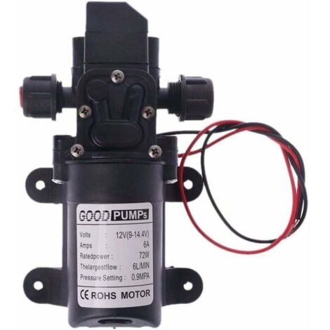 CHOYCLIT 12 V DC 12 V 70 W 130 PSI 6 l/min Wohnmobil-Wasserpumpe Hochdruck-Wasserpumpe Membran-Ansaugpumpe Wohnmobil-Wasserpumpe (Voltage : 12V)