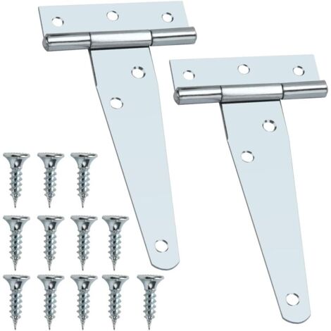 2 Stück 4 Zoll Türscharniere, T-Scharniere, Holztürscharniere, Scharnier, Klappscharniere (Silber) (1/5)