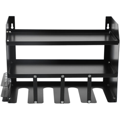 Support mural à 3 niveaux pour outils électriques, rangement pour 4 outils électriques, pour garage, atelier, 43 x 30 x 23 cm (noir) (1/5)