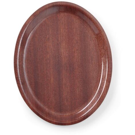 HENDI Serviertablett in Holzoptik, oval, Mahagoni, 200x265mm (1/5)