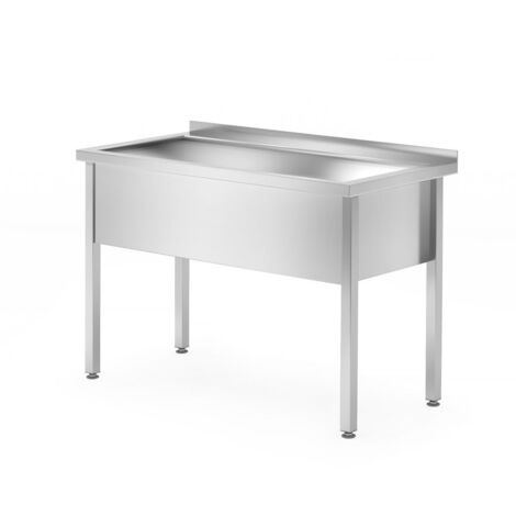 HENDI Einzelspültisch - geschweißt, Tiefe 700 mm, Becken 300 mm, Profi Line, 1000x700x(H)850mm (1/2)