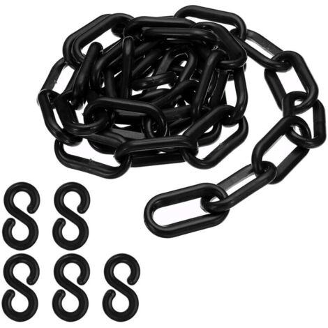 Maillons de chaîne en plastique noir, 100 cm,6 mm, pour barrières, parkings, clôtures, portails et décoration