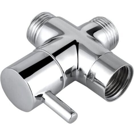Valve 3 Voies en Laiton, Déviateur Colonne de Douche, Valve 3 Voies en Laiton Massif, Convient pour le Détournement de Tuyau de Salle de Bain, Ajustez la Taille du Débit d'eau(Argent) (1/5)
