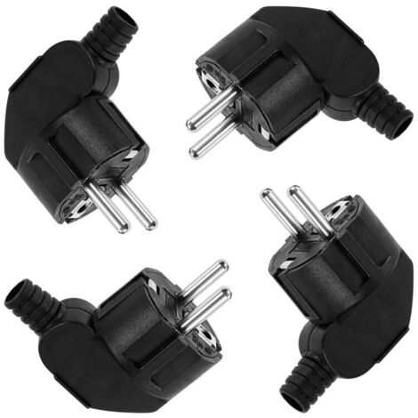 Prise électrique mâle 250V 16A, 4 pièces, prise d'angle, mise à la terre, Protection de prise électrique, noir (1/5)