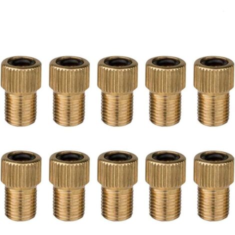 10pcs Adaptateur Valve - Presta Schrader Valve Adaptateur de vélo - avec Bague d'étanchéité (1/4)