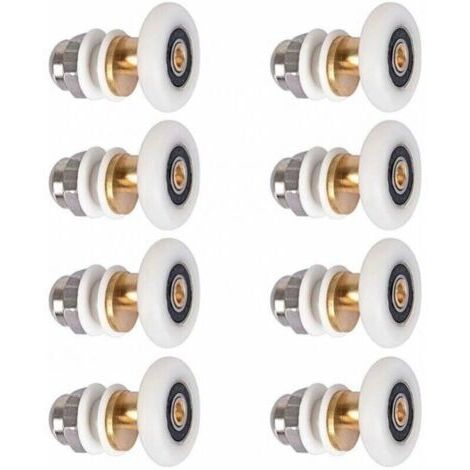 8 Pièces Roulette Porte Douche, Roulettes de Porte Coulissante Cabine de Douche Porte Poulies Roue de Rechange pour Rouleau avec Diamètre de Roues 25mm (1/4)
