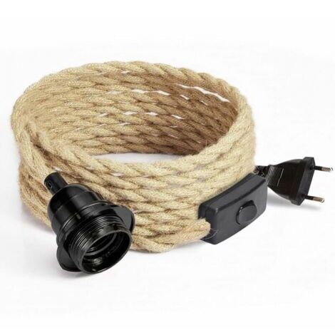 4.5M Câble électrique en lin 2 Conducteurs, avec E27 Douille et Interrupteur, pour DIY Lampe(sans ampoule) (1/5)
