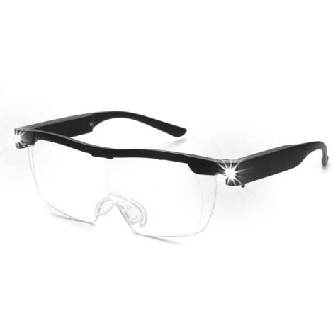 Lunettes loupes 180 % avec lumière LED rechargeable - Lunettes grossissantes puissantes - Lunettes mains libres pour travail rapproché, artisanat, bijoutiers, lecture, loisirs (1/5)