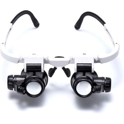 Lunettes loupe à fixation sur la tête, bandeau loupe avec lumière LED, loupe de bijoutier avec 3 lentilles interchangeables 8X 15X 23X, pour bijoux, lunettes, montre, outil de réparation électronique (1/5)