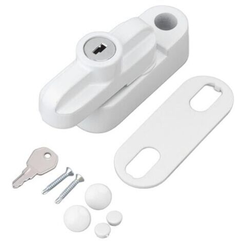 Serrure de fenêtre coulissante universelle, serrure de châssis de fenêtre antivol, serrure de fenêtre à battant, adaptée aux fenêtres à guillotine simple et double,Blanc (1/5)