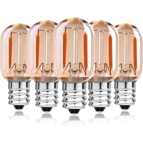 1W E14 Ampoules LED Filament Équivalent 10W, T22 Ampoule four Hotte Aspirante frigo Lustre Cristal, Lampe de Sel, Veilleuse Enfants, Tubulaire Blanc Chaud 2200K, Non Dimmable Decorative bulb, Lot de 5 (1/5)