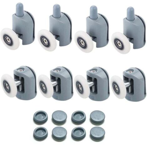 Roulette Porte Coulissante Douche 8 Pièces Roulettes pour Porte de Douche 23mm Douche pour Salle de Bain, 4 Supérieures et 4 Inférieures (1/5)