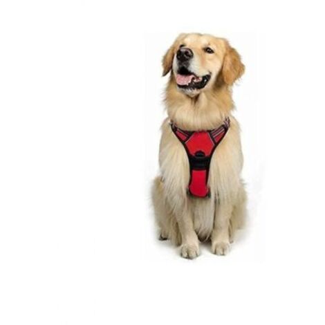 Harnais Chien M Arnais Rouge Anti Traction Réfléchissant Gilet Réglable pour Chien Grand Taille, Attache Devant Crochet de Laisse pour Randonnée Trajet Voiture, American Staff, Border Collie (1/4)