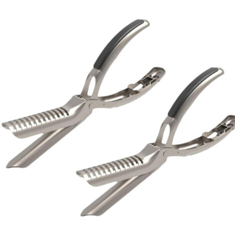 Deux outils argentés pour dépouiller les côtes (22 x 7 cm chacun), pour griller les côtes. Un indispensable en cuisine. (1/5)