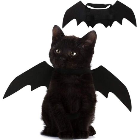 Costume d'animal de compagnie en peluche courte avec ailes de chauve-souris et velcro noir, 41 x 16 cm, idéal pour Halloween et Noël, 2 pièces (1/5)