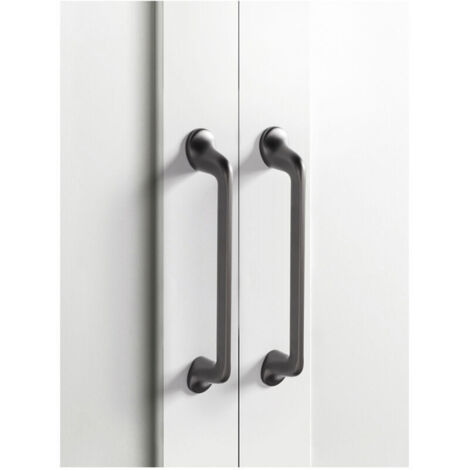 Ensemble de 2 poignées de meuble, poignée d'armoire, poignée de tiroir, poignée d'armoire de cuisine, gris, entraxe de 96 mm, alliage de zinc (1/5)