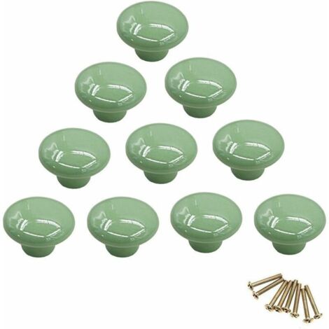 Juego de 10 pomos para muebles de porcelana/cerámica verde - tiradores para muebles, tiradores para puertas, tiradores para armarios, tiradores para muebles, pomos y tiradores en estilo vintage, estil (1/5)
