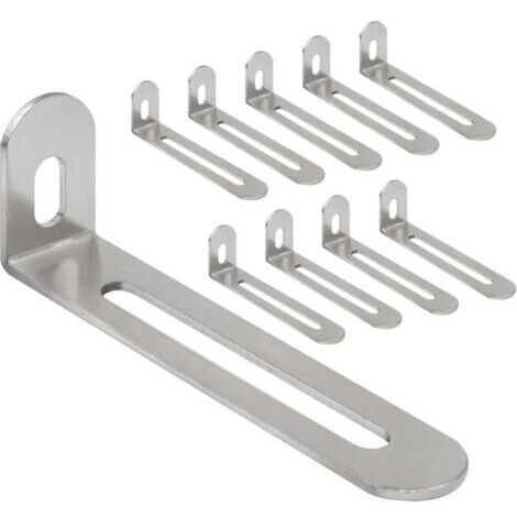 Lot de 10 équerres de fixation en L argentées, 32 x 80 mm Pour meubles en bois, avec vis (1/5)