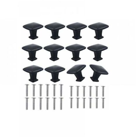 12pcs 30mm Noir Boutons de Placard Carrés en Alliage d'aluminium Bouton de Porte Noir Moderne Poignée de Meuble Cuisine pour Cabinet Tiroir Buffet Armoire Table de Chevet avec Vis (1/4)