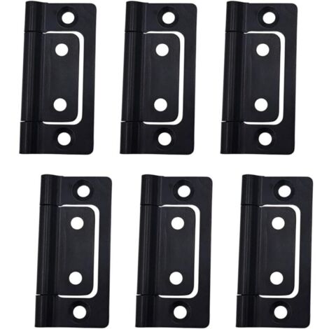 Charnières pliantes 51 x 25 mm, 6 pièces, pour portes encastrées, silencieuses, noires, pour portes, fenêtres et armoires (1/5)