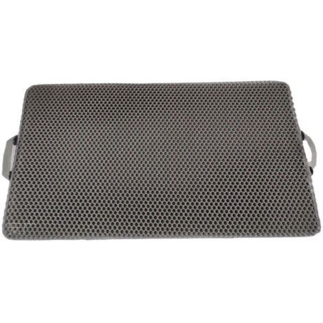 Tapis de piégeage de litière pour chat avec poignées – Matériau imperméable pour un nettoyage facile – Design nid d'abeille double couche – (55x 75 cm, gris) (1/5)