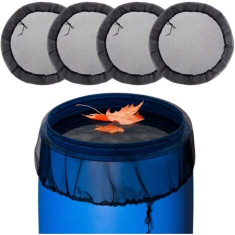 4 unidades de red para barriles de lluvia, diámetro de 95 cm, red protectora para barriles de lluvia con cordón, red protectora ajustable, protección contra mosquitos y hojas (1/5)