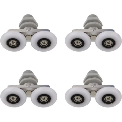 Roulettes Doubles pour Porte de Douche Roulettes pour Porte de Douche Roulettes Coulissantes Porte Salle de Bain Douche Rouleau de Douche de Rechange,Pièces de rechange pour salle de bain 27mm 4 PCS (1/4)