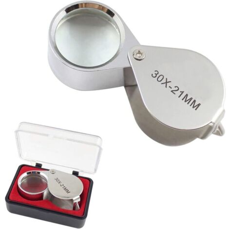 30x21mm Loupe, Verre Loupe Pliable, Loupe pour Bijoutiers, 30x Loupe de Poche, Loupe de Bijoutier Portable, Loupe d'horloger, Loupe de Poche pour Bijoux, Pierres Précieuses, Timbres (1/5)