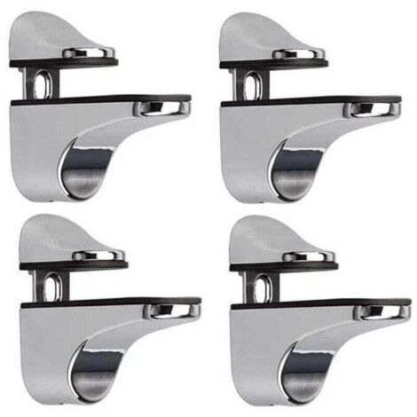 Support D'étagère en Verre Réglable, 4 Pcs Support D'étagère en Verre, Pince en Verre à Fixation Murale, Support pour Étagères en Verre, pour Tablette Verre (1/4)