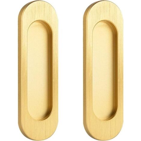 Poignée de porte coulissante ovale Poignée de porte coulissante autocollante en alliage d'aluminium sans perforation (or, 100 mm) 2 pièces (1/5)