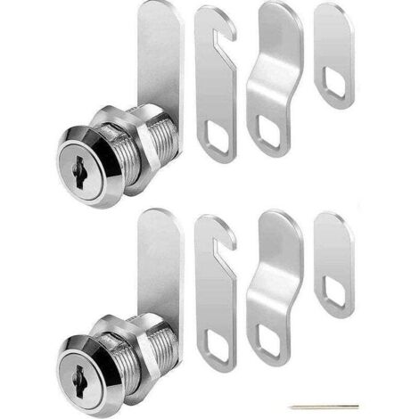 Serrure pour boîte aux lettres, serrure métallique pour armoire, avec cylindre de serrure, 4 clés, 4 plaques de verrouillage différentes pour tiroir de boîte aux lettres, lot de 2 (16 mm)