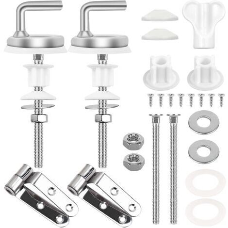 Lot de 2 Universel Fixation Abattant WC Toilettes à Charnière Fixations Attaches Charnière Abattant WC Toilette Charniere Abattant en Acier Inoxydable pour Sièges de Toilette en Résine de Bois (1/5)