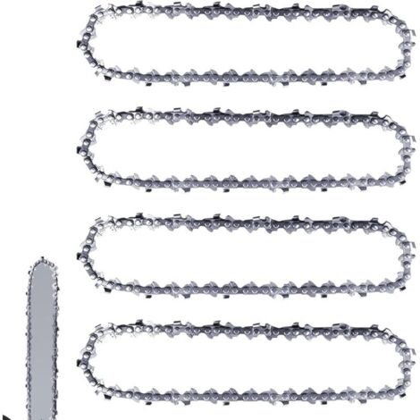 Lot de 4 chaînes de tronçonneuse de 25 cm 3/8" LP 40 maillons d'entraînement 1,3 mm Chaînes anti-retour compatibles avec Einhell GC-LC 18/25 Li & GE-LC 18/25 Li, Husqvarna 436 Li, 536 Li, 536 LiXP et (1/4)
