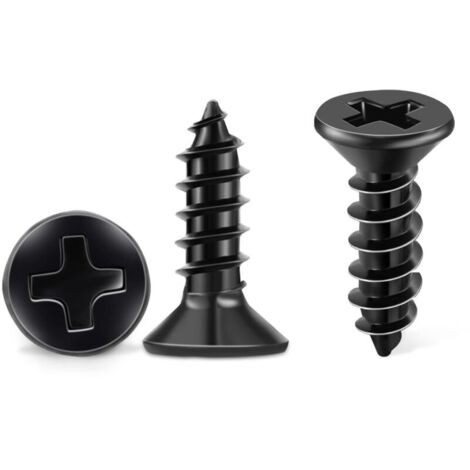 100 PCS Vis Inox 18-8 A2 Tête Fraisée Cruciforme PH Ø 4 x 10 mm noire lot de 100 Vis autotaraudeuses, inoxydable Oxyde Noir bricolage vis à bois M4 (1/5)