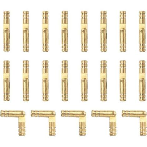 Lot de 20 charnières invisibles en laiton, 4 x 25 mm, petites charnières dissimulées pour boîtes à bijoux, boîtes à musique, dorées (1/4)